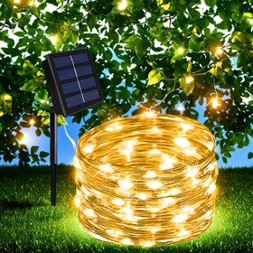 Resim Güneş LED Dizli Işıklar - 8 Mod, Beyaz/Sıcak Beyaz/Çok Renkli Bakır Tel Yanıp Sönen Işıklar - Bahçe, Bahçe, Noel, Düğün Süslemeleri için Uygun - Uzunluk 7.0m ila 32.0m, Parti Dizli Işıklar | Yanıp Sönen Işık Etkisi 