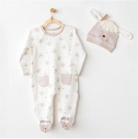Resim Andywawa Bebek Tinny's Sheep Romper Şapka Tulum Set Ac26154 Ecru 