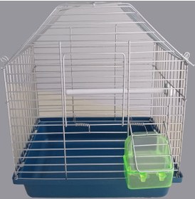 Resim Albatros Silver Galvaniz Tek Kapılı Tek Yemlikli Kuş Kafesi Mavi 