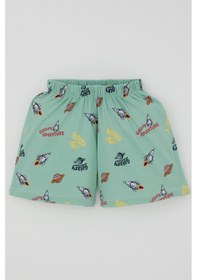 Resim Breeze Erkek Bebek Şortlu Pijama Takımı Galaksi Macerası Temalı 9 Ay-3 Yaş, Su Yeşili 