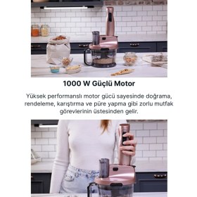 Resim Çok Amaçlı Mutfak Robotu ve Blender Seti, 2 Hızlı ve Turbo Fonksiyonlu Mor Renk 