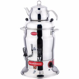 Resim Işıkgaz Silverinox 16 Litre Çift Demlik Çay Semaveri Otomatı Makinesi 