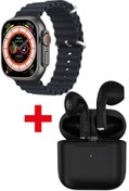 Resim GAMER ® 8 Watch 8 Ultra Akıllı Saat Siyah Watch 2.02 Inc Siyah I12 Bluetooth Kulaklık Hediye 