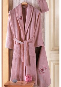 Resim Güvenal Pamuxu 8 Parça Aile Bornoz Seti 2 Pembe 