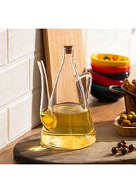 Resim Porsima Price 600 Ml Borosilikat Cam Yağdanlık Bambu Kapak 