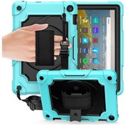 Resim Amazon Uyumlu Kindle Fire Hd 8 2020 360 Derece Dönme Pikap Kontrast Renk Robot Darbeye Dayanıklı Silikon + Pc Koruyucu Kılıf Tutucu İle 