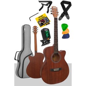 Resim Midex PHX-187 Masif Ağaç Akustik Gitar 4/4 Yetişkin Boy (Gigbag Çanta Tuner Askı Capo) 