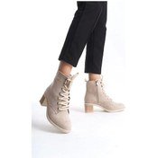 Resim Lena Bağcıklı Fermuarlı Ortopedik Taban Topuklu Süet Kadın Bot Tt - Ten Ten 