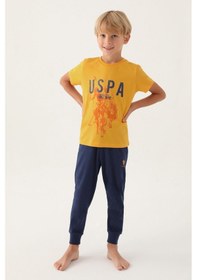 Resim U.s. Polo Assn. 1739 Lisanslı Hat Hardal Erkek Çocuk Pijama Takımı 001 