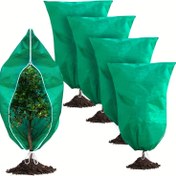 Resim 4 adet Büyük Bitki Don Koruma Çantaları - Fermuar ve Bağcıklı Yeşil PP Anti-Dondurma Ağaç ve Çalı Kapakları, Açık Hava Kış Hava Durumları, Bahçe Bitki Bakımı| Donlu Atmosfer| Dayanıklı PP Malzeme 