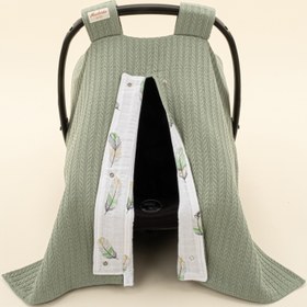 Resim Puset Örtüsü - Çift Taraflı - Koyu Yeşil Örgü - Yeşil Tüy 