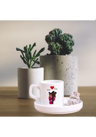 Resim Kişiye Özel Anne Çocuk Tasarımlı Kahve Fincanı Beyaz 