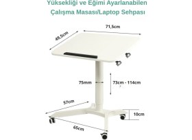 Resim Smartgift Yüksekliği ve Eğimi Ayarlanabilir Çalışma Masası Yükseklik Ayarlı Laptop Sehpası (Beyaz) 