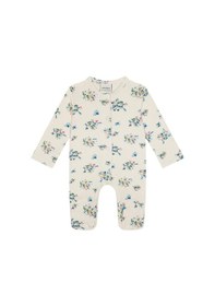 Resim Antebies Bambu Sustainable Minik Çiçekler Desenli Çıtçıtlı Uzun Kollu Kız Bebek Patikli Tulum Bej 