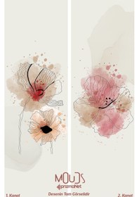 Resim Art Flora Desenli Süet Oturma Odası Salon Fon Perde Baskılı Ekstrafor Büzgü 2 Kanat Prd-1029 Çok Renkli 