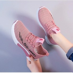 Resim Pembe Yaz Eğlence Nefes Alabilen Uçan Dokuma Örgü Koşu Ayakkabısı Pembe 