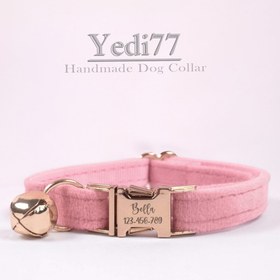 Resim Cat Collar Velvet Named Bell Cat Collar 015263 - Dark pink / L 