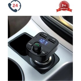 Resim Rucas 2022 Yeni Model Araç Fm Transmitter 5.0 Bluetooth Araç Kiti USB Mp3 Sd Kart Çakmaklık Girişli 
