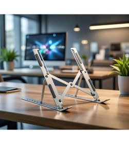 Resim Hemenix Laptop Standı Katlanır Ayarlanabilir 7 Kademeli Metal 