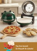 Resim Dr.Maya Çok Amaçlı Taş Fırın | Pizza, Lahmacun, Ekmek ve Tandır Yapma Makinesi – 31 cm Doğal Taş Yeşil 