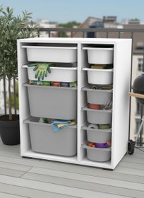 Resim Zen 10 Sepetli Çok Amaçlı Oyuncak Dolabı Beyaz Gri 