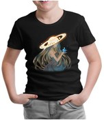 Resim Yörünge Elmas Siyah Çocuk Tshirt 