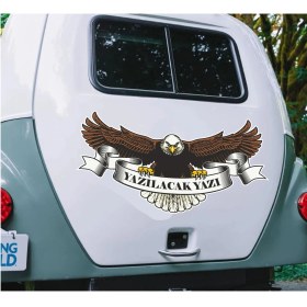 Resim Kişiselleştirilebilir Kartal - Isim Soyisim - Ad Soyad - Araba - Oto - Motosiklet - Karavan -Sticker 02014 