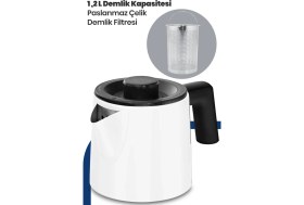 Resim GoldMaster Incedem Damlatmaz Ağız Çelik Çay Makinesi Ve Su Isıtıcısı Süt Beyazı 