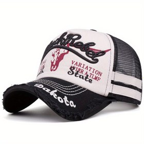Resim 1 adet Güney Kore Nakışlı Beyzbol Şapkası - Batı Motifleri ile Nefes Alabilir Mesh Arka, Ayarlanabilir Snapback, Hafif ve Esnek Günlük Giyim ve Şenlik Günleri için, Karışık Renkler (Beyaz/Siyah/Kahverengi/Maroon), Nefes Alabilir Başlık | Güvenlik Nakışlı Ön, Hip-Hop Ha 