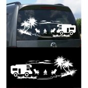 Resim Melek Pazarı Palmiye Gün Batımı Manzara Moto Karavan STICKER-S1741 