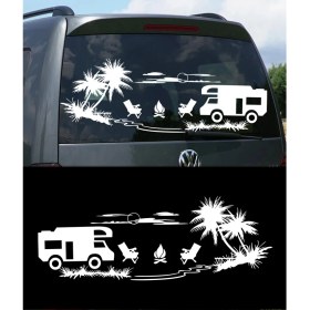 Resim Melek Pazarı Palmiye Gün Batımı Manzara Moto Karavan STICKER-S1741 