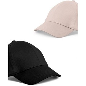 Resim Unisex Siyah ve Taş Rengi 2'li Beyzbol Şapka Seti - Unisex Siyah - Taş Rengi 