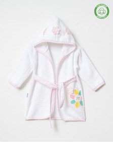 Resim Çiçekli Bornoz Beyaz Beyaz 