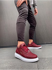 Resim KN Fashion Mp040 Bt Bağcıklı Cilt Ortopedik Yüksek/kalın Taban Erkek Sneaker Bordo 