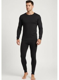 Resim İçlik Kota Termal Takım Alt + Üst Takım Bere Hediyeli Siyah 