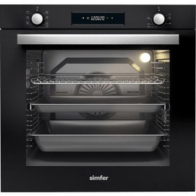 Resim Simfer 8 Fonksiyon Siyah Multi Turbo Dijital 3'lü Ankastre Set (7381 Fırın + 3653 Ocak + 8611 Davlumbaz) 