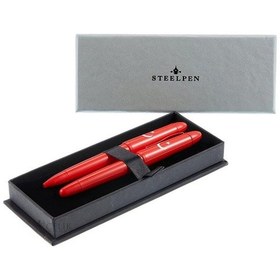 Resim Steelpen Pearl Serisi 4500 Kırmızı Bayrak Dolma Kalem + Tükenmez Kalem Seti 