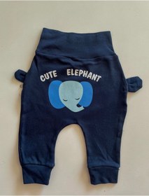Resim babyraise %100 Pamuk Bebek Tek Alt Fil Desenli Bebek Pijama Altı 