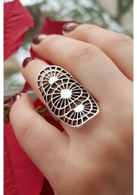 Resim Antik Gümüş Kaplama Dairesel Motif Şekilli El Yapımı Ayarlanabili - 528895075 