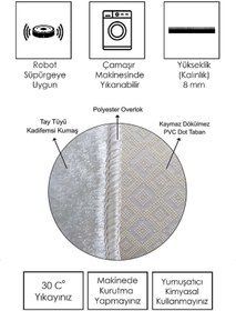 Resim Napoli Home Dijital Baskılı Kaymaz Taban Yıkanabilir Yaprak Desenli 3'lü Yatak Odası Takım Halısı Nhyo-hy-1273 