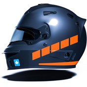 Resim Şerit Tasarımlı Floresan Turuncu Motosiklet Kask Sticker Çınar Extreme 