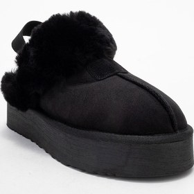 Resim Luvi Shoes Olessa Siyah Hakiki Deri Süet Kadın Kürklü Terlik Siyah 