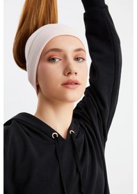 Resim Kadın Pamuklu Kaşkorse, Kaymaz, Terletmez, Ultra Hafif, Spor Saç Bandı Bandana - Tek Ebat / Pudra Pudra 