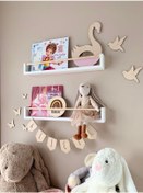 Resim EMTA 2 Li 60 Cm Beyaz Raf Naturel Yuvarlak Çıtalı Montessori Kitaplık 