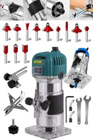 Resim Genel Markalar Germany 3000 Watt 6 Kademe Devir Ayarlı Formika Traşlama Freze Makinesi 6 Mm Pens + 12 Adet Uç Seti 