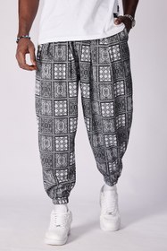 Resim Superbluemexico Unisex Jakar Desenli Pileli Şalvar Pantolon 