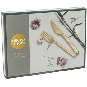Resim Mikasa Moor Dolce Gold 60 Parça 12 Kişilik Çatal Kaşık Bıçak Seti Altın 