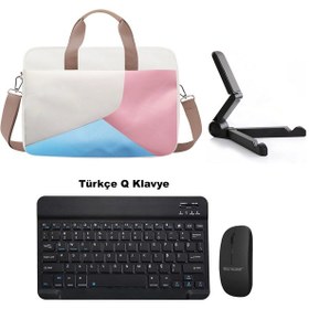 Resim Microcase Samsung Uyumlu Galaxy Tab S10 Lite Tablet İçin Tablet Çanta + Bluetooth Klavye + Mouse + Tablet Standı Siyah- Al4233 Omuz Çantası 