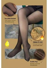Resim Lüx Wood Larosa 350gr İçi Peluşlu Ten Görünümlü İnce Yapı Termal Külotlu Çorap Bej 