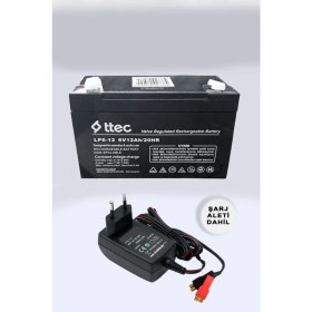 Resim Ttec 6 Volt 12 Amper Bakımsız Kuru Akü 6V 12AH 20HR + Şarj Aleti 
